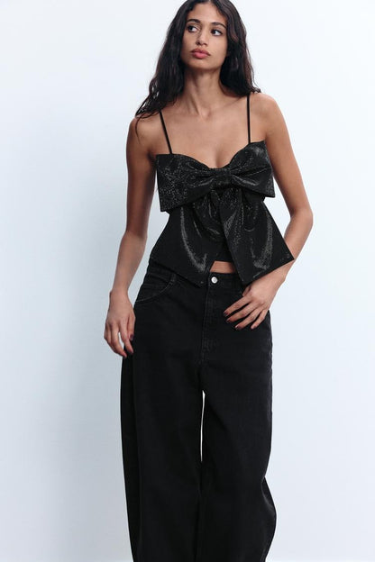 LuxeBow™ - Sparkled Bow Crop Top