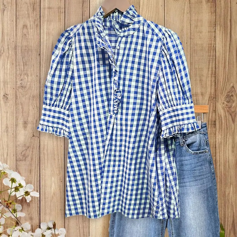 Picniq™ - Gingham Ruffle Blouse