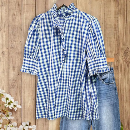 Picniq™ - Gingham Ruffle Blouse