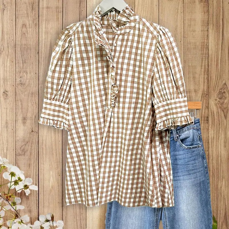 Picniq™ - Gingham Ruffle Blouse