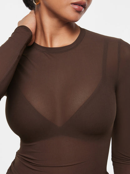 Veil™ Mesh Sheer Long Sleeve Top