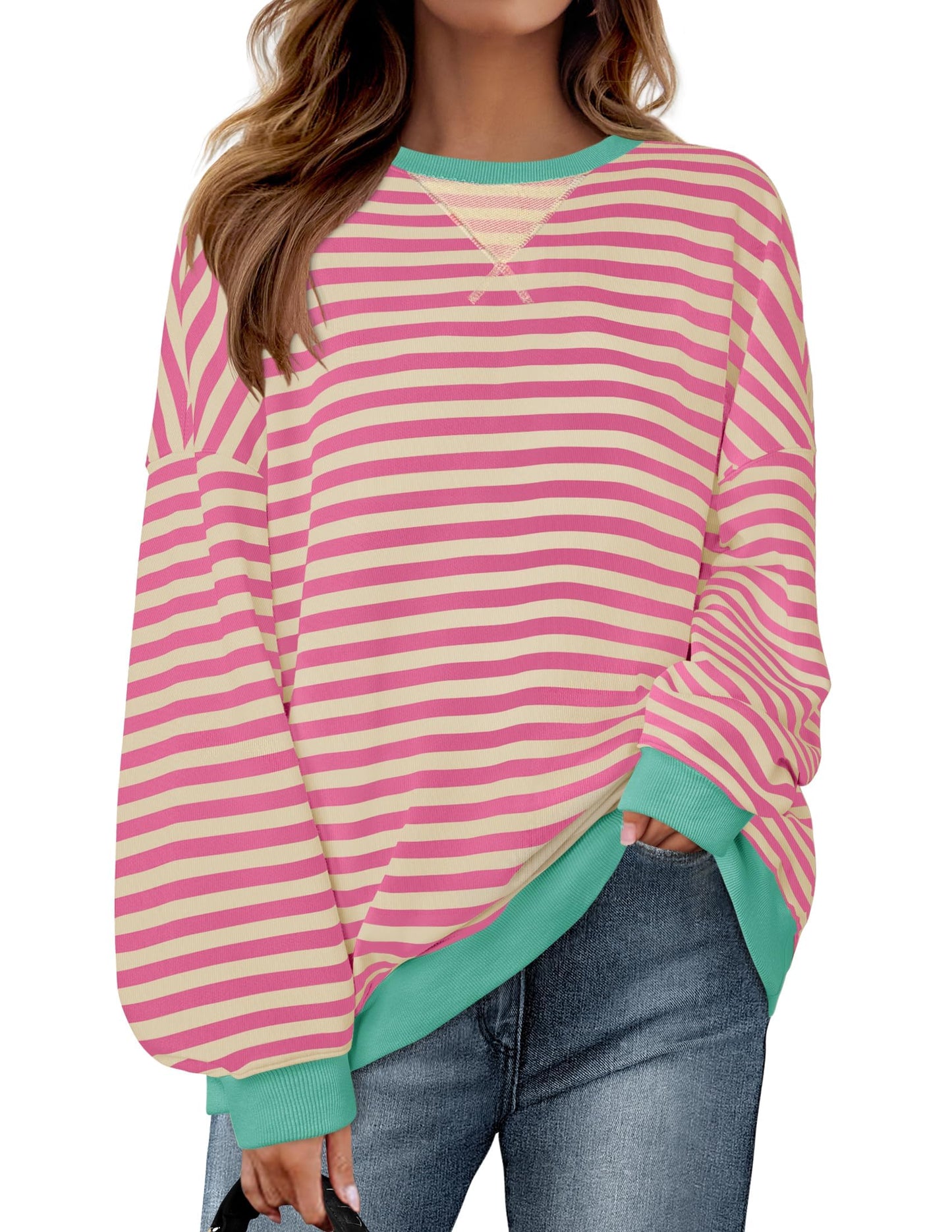 CozyCloud™ Oversized Stripe Pullover