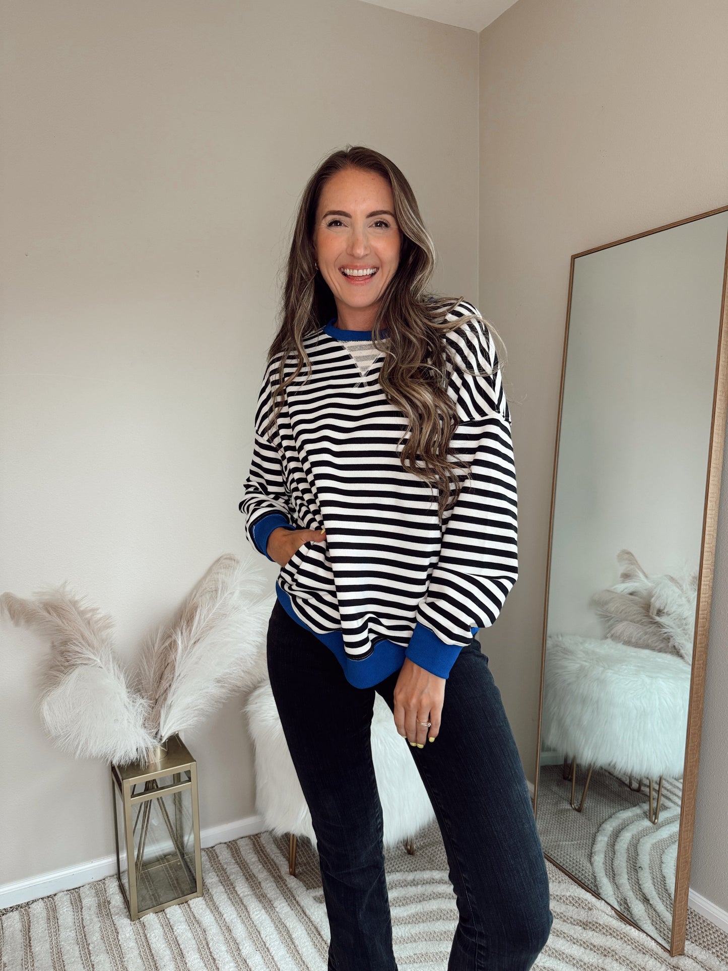 CozyCloud™ Oversized Stripe Pullover