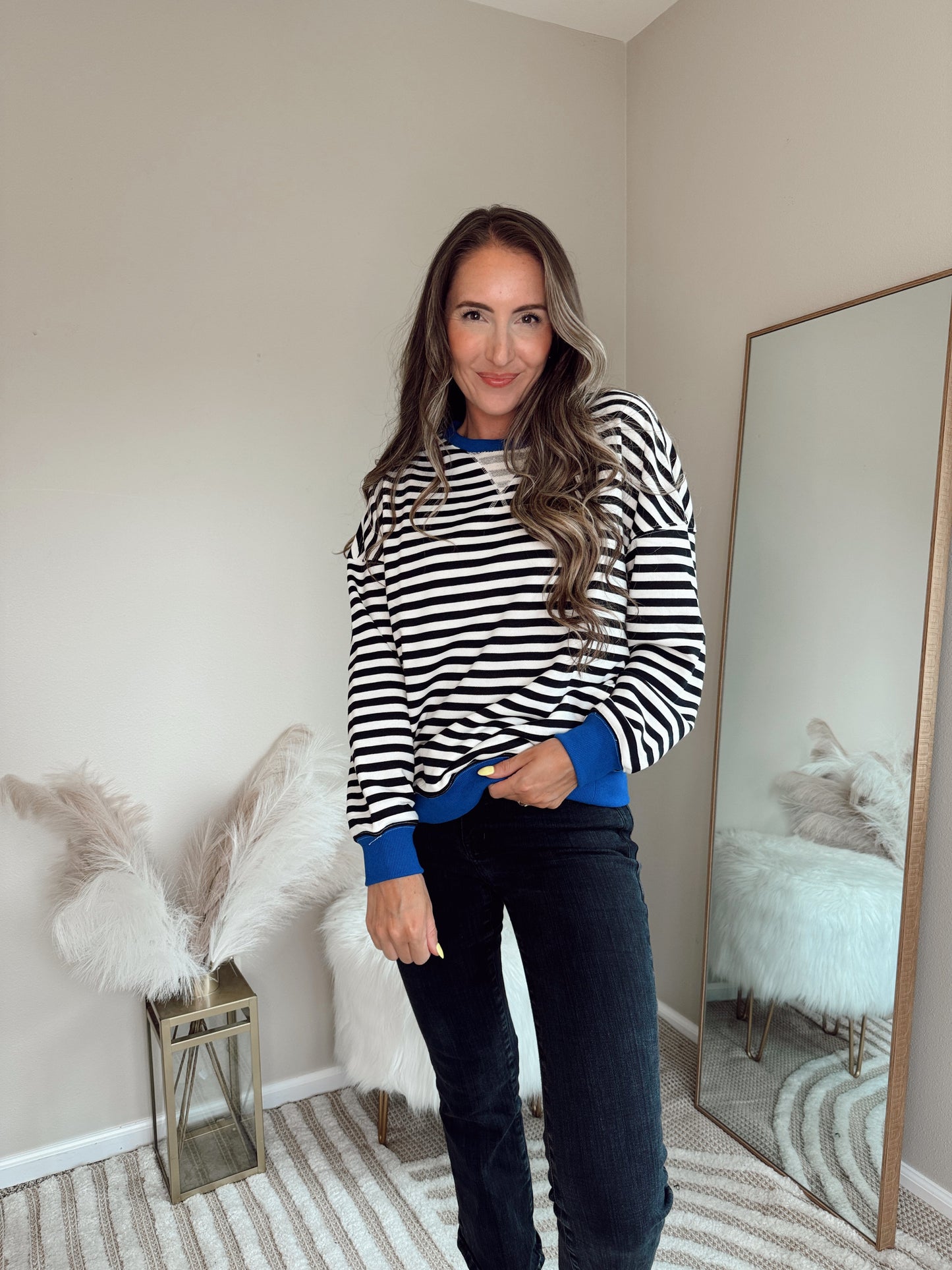 CozyCloud™ Oversized Stripe Pullover