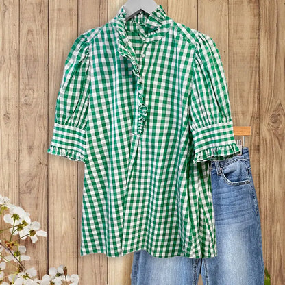 Picniq™ - Gingham Ruffle Blouse